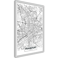 Juliste Artgeist Map of Frankfurt, kehyksillä, eri kokoja