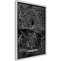Juliste Artgeist Dark Map of Hamburg, kehyskartongilla, kehyksillä, eri kokoja