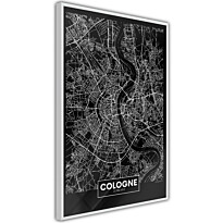 Juliste Artgeist Dark Map of Cologne, kehyksillä, eri kokoja