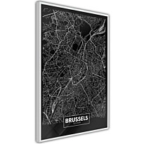 Juliste Artgeist Dark Map of Brussels, kehyksillä, eri kokoja
