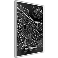 Juliste Artgeist Dark Map of Amsterdam, kehyksillä, eri kokoja