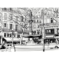 Kuvatapetti Artgeist Sketch of parisian fountain, eri kokoja