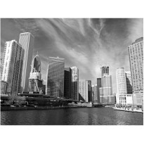 Maisematapetti Artgeist Chicago Skyline mustavalkoinen, eri kokoja