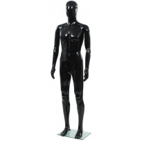 Aidon kokoinen miesmallinukke lasijalustalla musta 185 cm