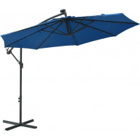 Aurinkovarjo led-valoilla ja teräspylväällä 300 cm sininen