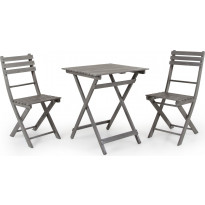 Pöytäryhmä Bruton, taitettava, pöytä + 2 tuolia, harmaa