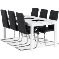 Jatkettava ruokailuryhmä Scandinavian Choice Jasmin 6 Cibus tuolia valkoinen