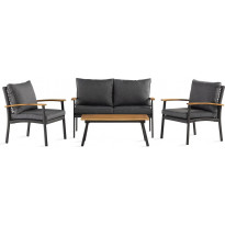 Sohvaryhmä Wabasso, 2-istuttava sohva + 2 tuolia + pöytä, harmaa/ruskea
