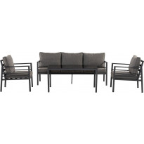 Sohvaryhmä Ariany, 3-istuttava sohva + 2 tuolia + pöytä, musta/harmaa