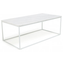 Sohvapöytä New York 120x60x45 cm valkoinen marmori/teräs valkoisilla jaloilla