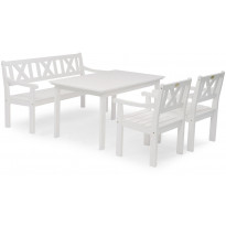 Ruokailuryhmä Carlisle, 80x135cm, 2 tuolia, sohva, valkoinen