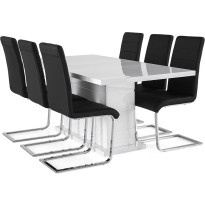 Ruokailuryhmä Scandinavian Choice Ratliff 180cm 6 Cibus tuolilla valkoinen