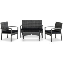 Oleskeluryhmä Thor Light, 2-istuttava sohva + 2 tuolia + pöytä, harmaa/musta