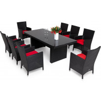Ruokailuryhmä Majestic/Thor Lyx, 210cm, pöytä + 6 tuolia, musta/musta