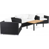 Oleskeluryhmä Bahamas, 2-istuttava sohva + 2 nojatuolia + sohvapöytä, musta/tiikki