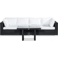 Oleskeluryhmä Bahamas, 4-istuttava sohva + korkea sohvapöytä, musta/valkoinen