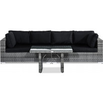 Oleskeluryhmä Bahamas, 4-istuttava sohva + korkea sohvapöytä, tummanharmaa/musta