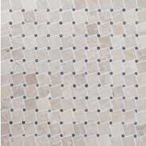 Marmorimosaiikki Qualitystone Diagonal White-Gray, verkolla, 50x50/10x10 mm