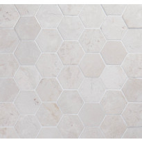 Luonnonkivilaatta Qualitystone Hexagon White, 100 x 100 mm