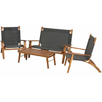 Ulkosohvaryhmä 4Living Mekong, sohva + pöytä + 2 tuolia, ruskea/musta