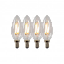 LED-lamppu Lucide filamentti E14, Ø3.5cm, himmennettävä, 4W, 2700K, kirkas, 4 kpl