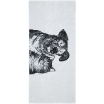 Kylpypyyhe Finlayson Selviytyjät Kissa ja Koira, 70x150cm, mustavalkoinen