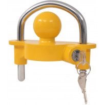 Peräkärryn lukko, 2 avainta, teräs ja alumiiniyhdiste, keltainen
