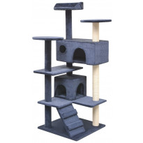 Kissan raapimispuu, sisal-pylväillä, 2 pesällä, 125cm, tummansininen