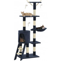 Kissan raapimispuu, sisal-pylväillä, 49x35x138cm, tummansininen