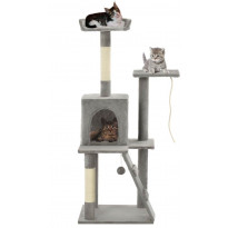 Kissan kiipeilypuu, sisal-pylväillä, 50x50x120cm, harmaa