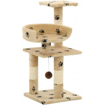Kissan kiipeilypuu, sisal-pylväillä, 30x30x65cm, tassukuvio, beige