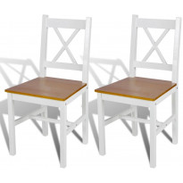 Ruokapöydän tuolit, 2 kpl, valkoinen/luonnollinen mänty