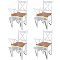 Ruokapöydän tuolit, 4 kpl, valkoinen/luonnollinen mänty