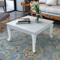 Kahvipöytä 80x80x42 cm korkeakiilto valkoinen