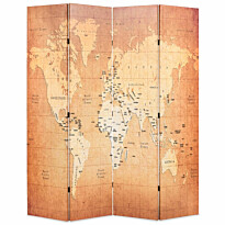 Taitettava tilanjakaja 160x170 cm maailmankartta keltainen
