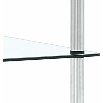 4-kerroksinen hylly, läpinäkyvä, 40x40x100 cm, karkaistu lasi