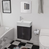 3-osainen kylpyhuoneen kaluste- ja pesuallassarja musta