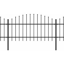 Puutarha-aita, keihäskärjillä, teräs, (1-1.25)x6.8m, musta