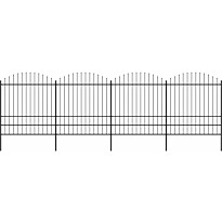 Puutarha-aita, keihäskärjillä, teräs, (1.75-2)x6.8m, musta