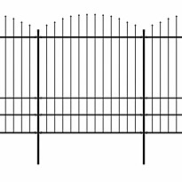 Puutarha-aita, keihäskärjillä, teräs, (1.75-2)x8.5m, musta
