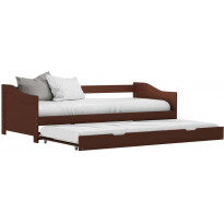 Sohvasänky, tummanruskea mänty, 90x200 cm