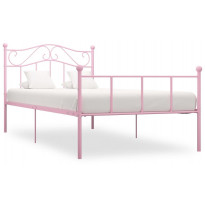 Sängynrunko pinkki metalli 90x200 cm