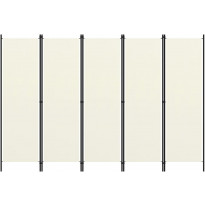 5-paneelinen tilanjakaja, kermanvalkoinen, 250x180 cm