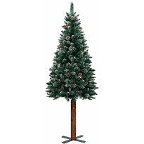 Kapea joulukuusi aidolla puulla ja lumella, vihreä, 150cm