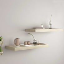 Kelluvat seinähyllyt 2 kpl tammi 60x23,5x3,8 cm mdf