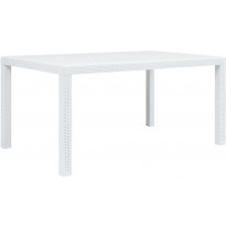 Puutarhapöytä, muovirottinki, 150x90x72 cm, valkoinen