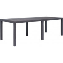 Puutarhapöytä, muovirottinki, 220x90x72 cm, ruskea