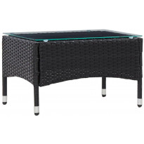 Sohvapöytä, 60x40x36 cm, musta polyrottinki