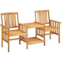 Puutarhatuolit teepöydällä, 159x61x92 cm, täysi akaasiapuu