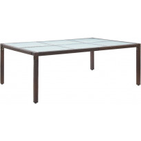 Ulkoruokapöytä ruskea 200x150x74 cm polyrottinki
